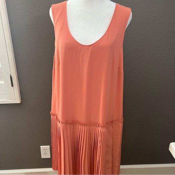 NWT Banana Republic Peach Pleated Drop Waist Dress - Picture 4 of 11